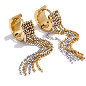 Anthropologie Gold and Silver Fringe Earrings